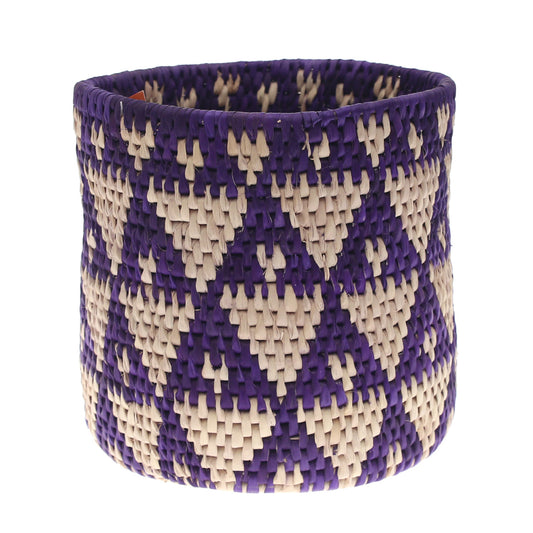 Handwoven Basket with Triangle Design – 10x10 cm (UC-B-06) - Habitt