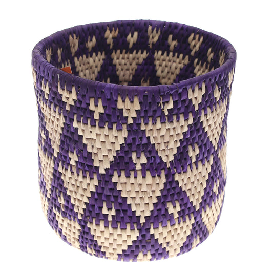 Handwoven Basket with Triangle Design – 10x10 cm (UC-B-06) - Habitt