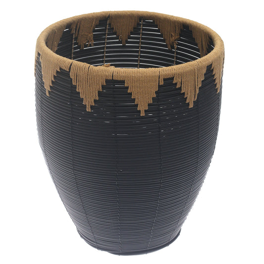 Large Black Woven Laundry Basket – 15 x 15 x 20 Inch Storage Hamper - Habitt