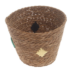 Small Natural Woven Storage Basket with Accent Detail – 9 x 9 x 7.5 Inch - Habitt