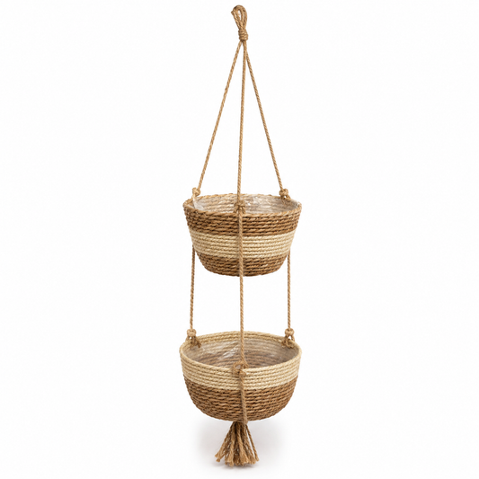 2-Tier Natural Woven Hanging Planter – 10 x 39 Inch Decorative Plant Basket (Copy) (Copy)