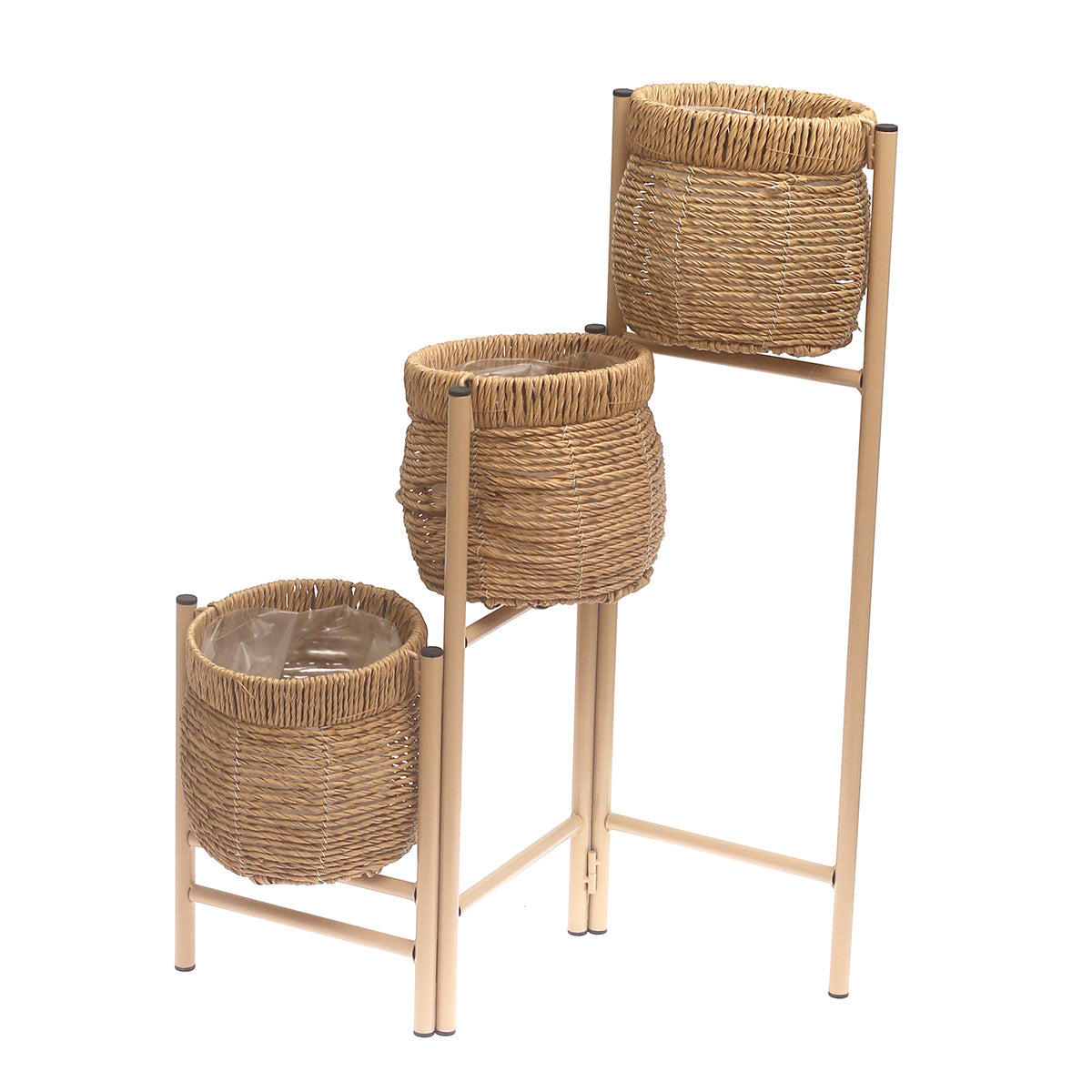 Natural Woven Planter with Metal Stand – 32 Inch Height - Habitt
