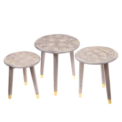 3Pcs Antique Brass Nest Of Table Set - Habitt