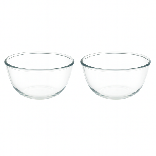 2-Piece Clear Glass Bowl Set – 2500 ml Large Mixing & Serving Bowls for Kitchen Use - Habitt