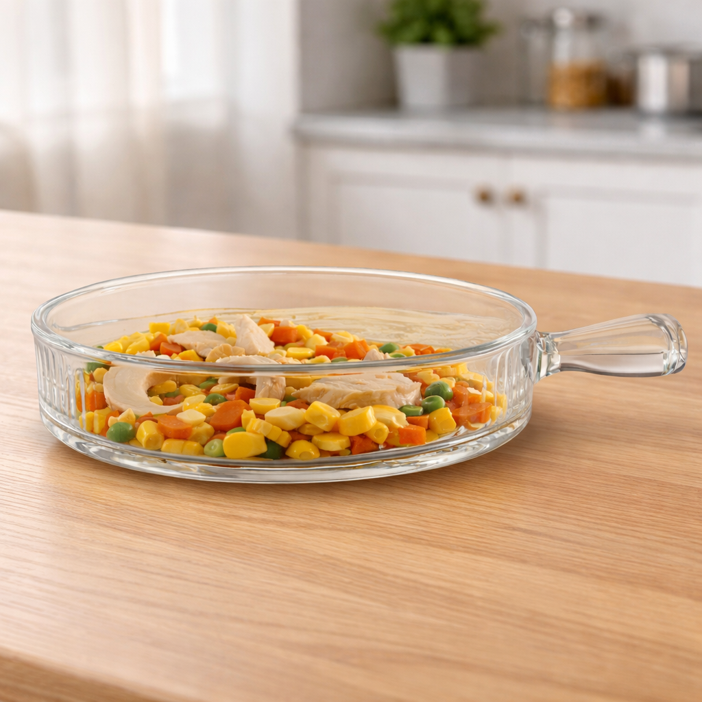 Heat Resistant Glass Serving Dish with Handle – Clear Oven-Safe Tableware - Habitt