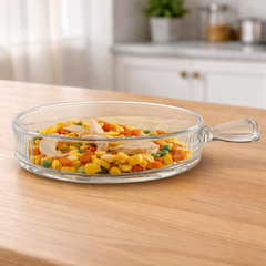Heat Resistant Glass Serving Dish with Handle – Clear Oven-Safe Tableware - Habitt
