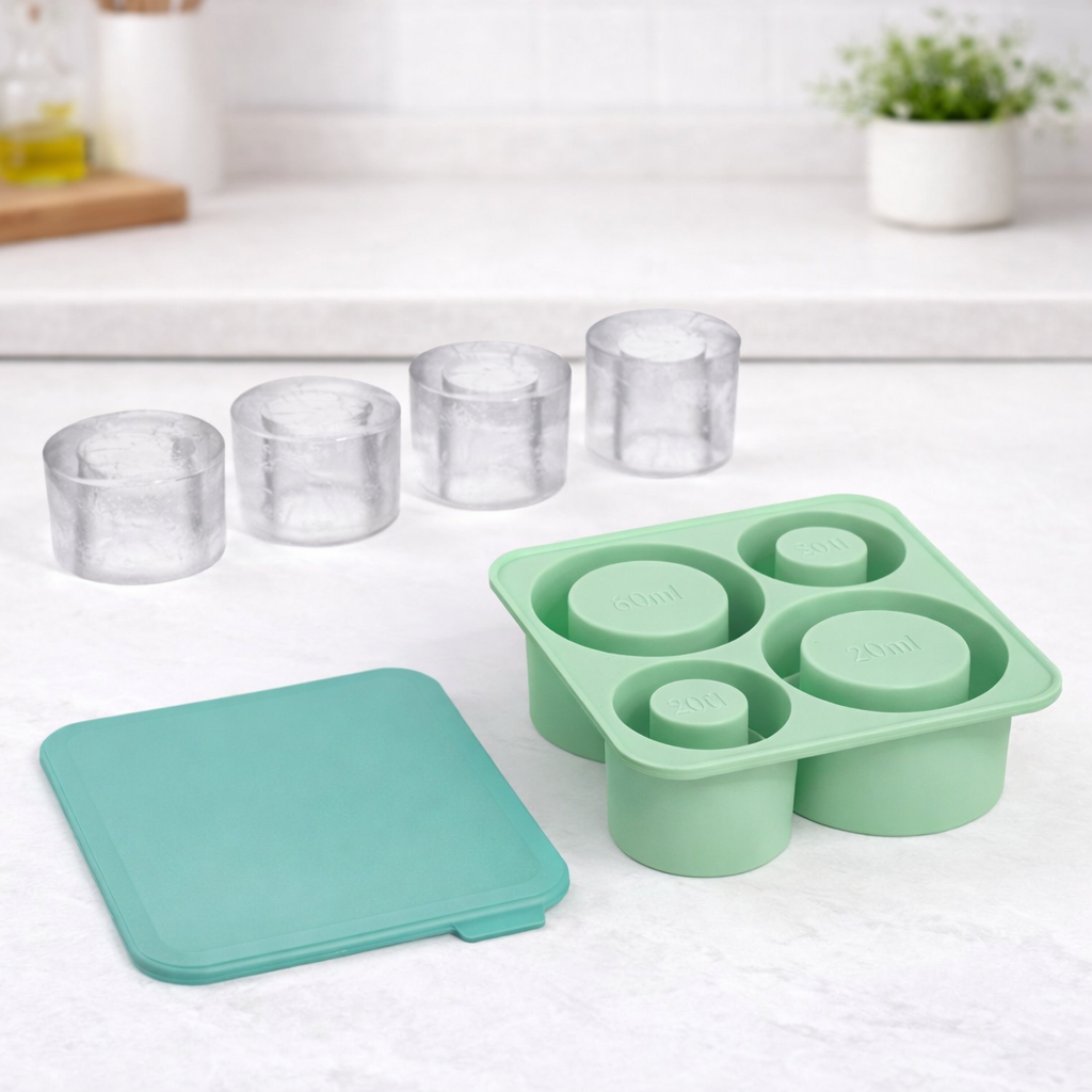 Silicone Ice Cube Molds – Large Round Ice Mold Tray with Lid - Habitt
