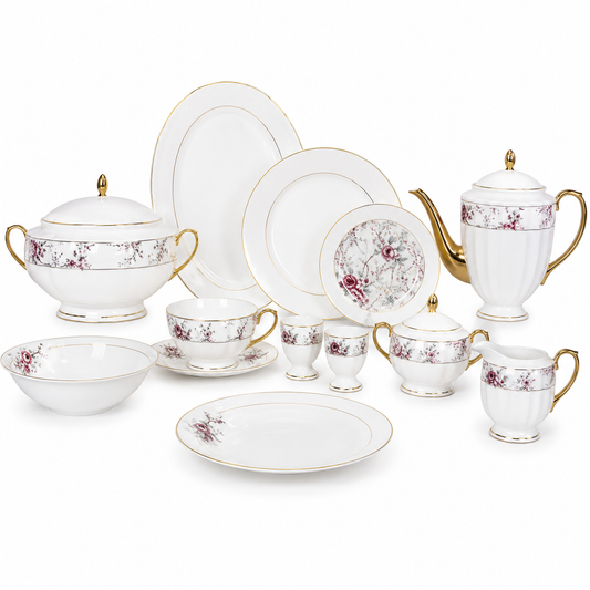 Elegant 65-Piece Dinner Set | Complete Dinnerware & Serving Collection
