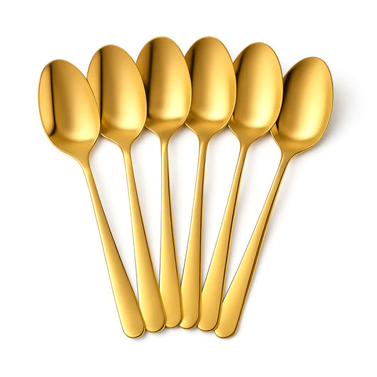 6 Pcs Ayd  Golden Rice Spoon Set – Premium Stainless Steel Cutlery - Habitt