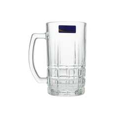 Premium Textured Clear Glass Juice Mug 400 ml with Handle – Set of 6 | Durable Drinkware for Home & Café - Habitt
