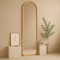 RIA Wall Mirror – Modern Full-Length Arch Mirror with Wooden Frame - Habitt