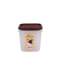 1pc Crunch Jar Small – 850 ml Plastic Airtight Food Storage Container (Grey, White, Brown, Red Lid Options) - Habitt