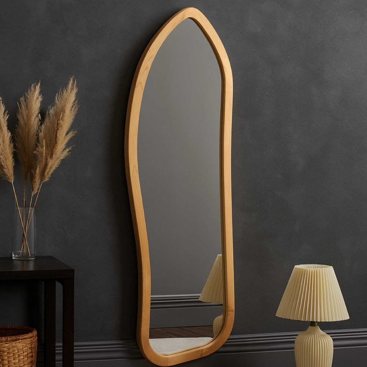 Oafleaf Wall Mirror – Modern Wooden Frame Decorative Mirror - Habitt