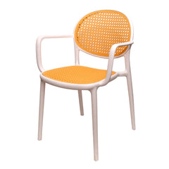 Cane Charm Armchair – Plastic Frame with Woven Cane‑Style Seat & Back (Black, White, Green) - Habitt