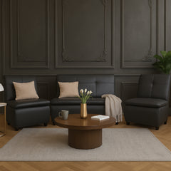 Lazo Executive Sofa Set – Premium Leatherette Office Sofa in Black (Single Seater, 2-Seater, or 4-Seater Bundle) - Habitt