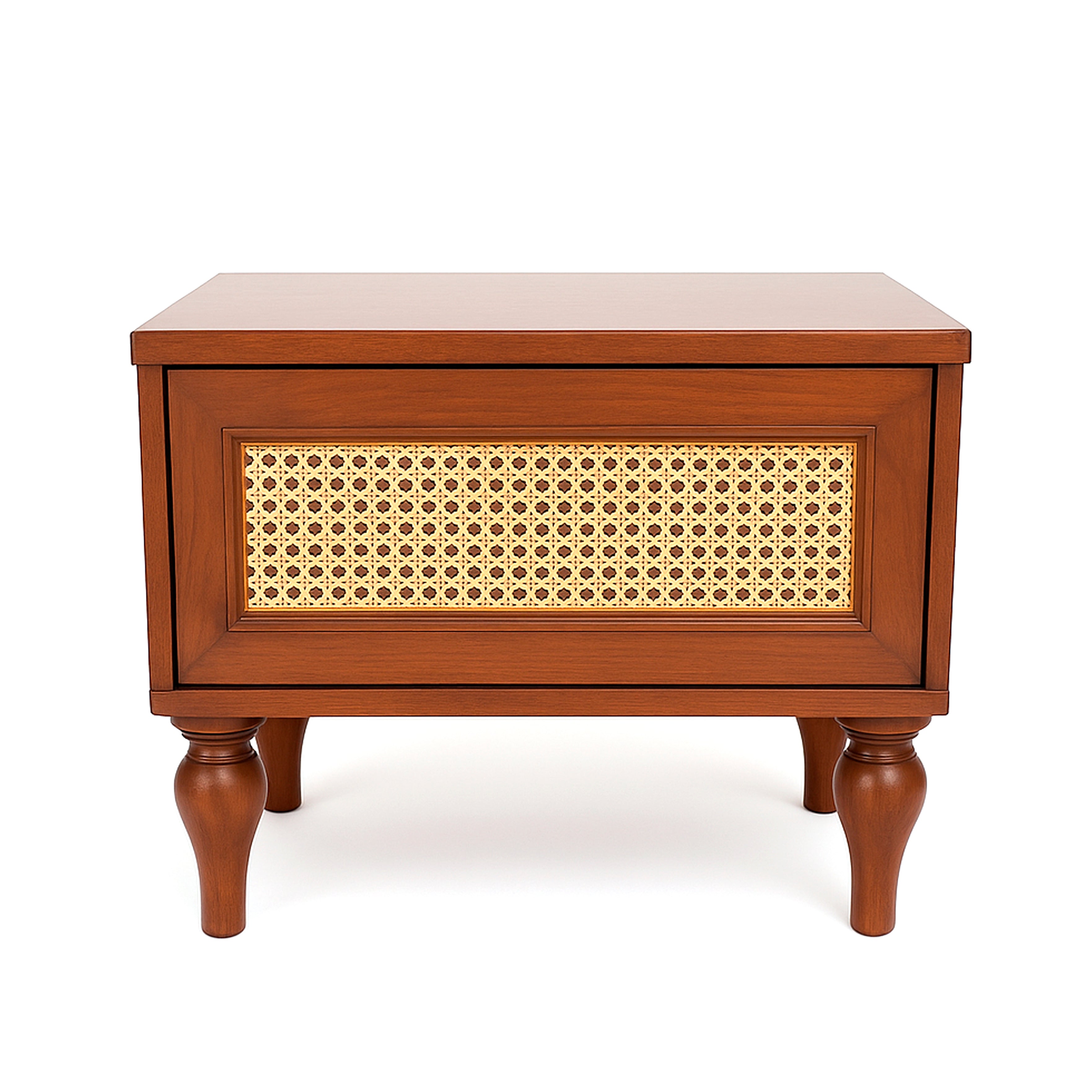 Gul Bahar Bed – Buy Solid Wood King Bed with Cane & Upholstered Headboard | Habitt - Habitt