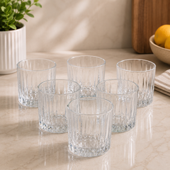 Premium Textured Tumbler Glass 280 ml – Elegant Everyday Glass for Water, Juice & Soft Drinks