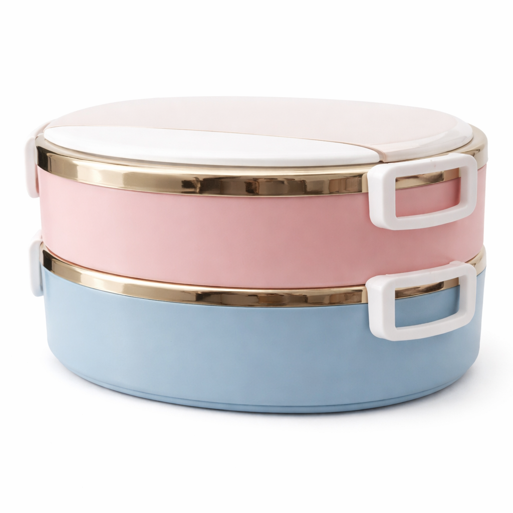 Multi-Color Stainless Steel Lunch Box (2 Layer / 3 Layer) – Insulated Stackable Tiffin Box with Leakproof Lid - Habitt