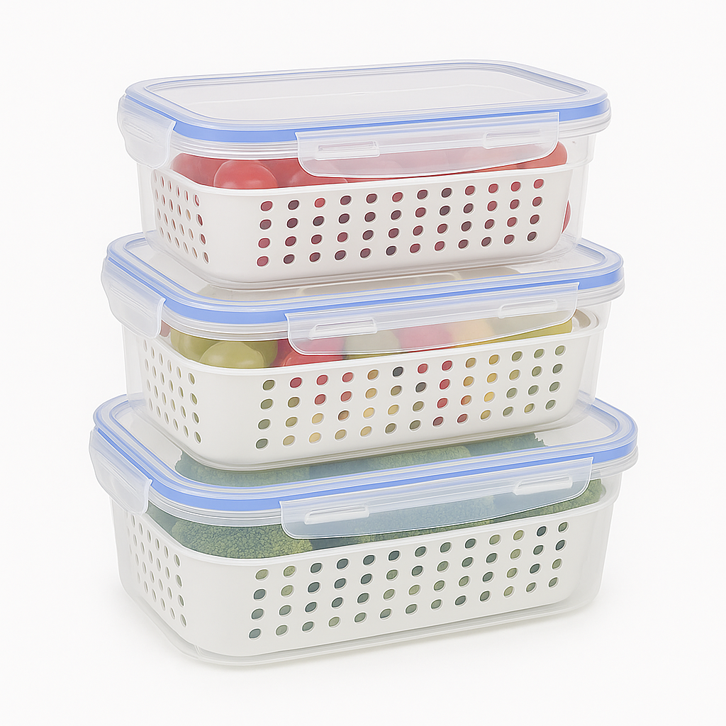 Airtight Fridge Storage Box Set – Pack of 3 - Habitt