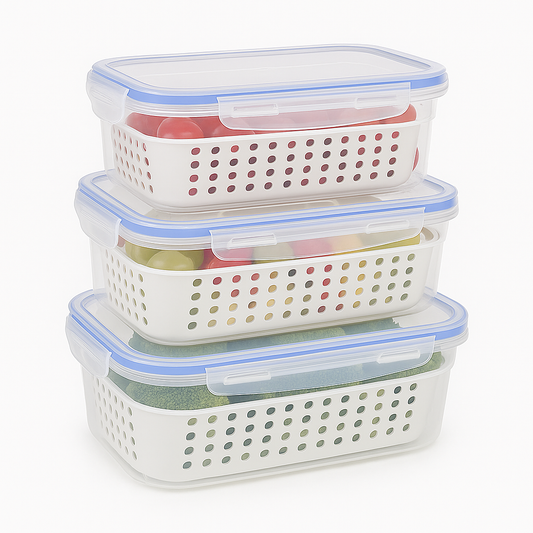 Airtight Fridge Storage Box Set – Pack of 3 - Habitt