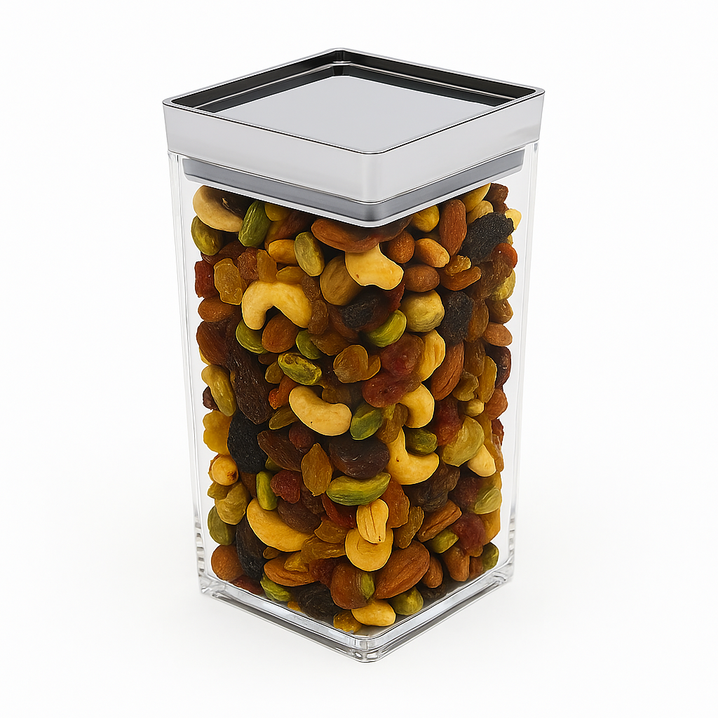 1Pc Acrylic Storage Jar with Silver Lid – 26-17 - Habitt