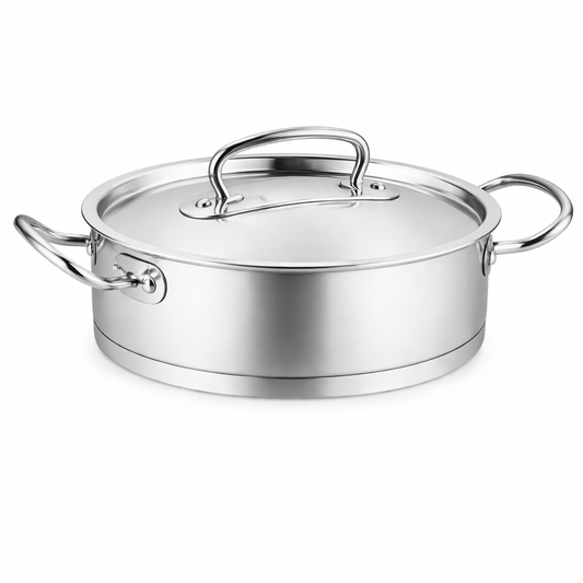 Proline Low Casserole 20x9 cm / 24x10 cm – Stainless Steel Cooking Pot with Lid - Habitt