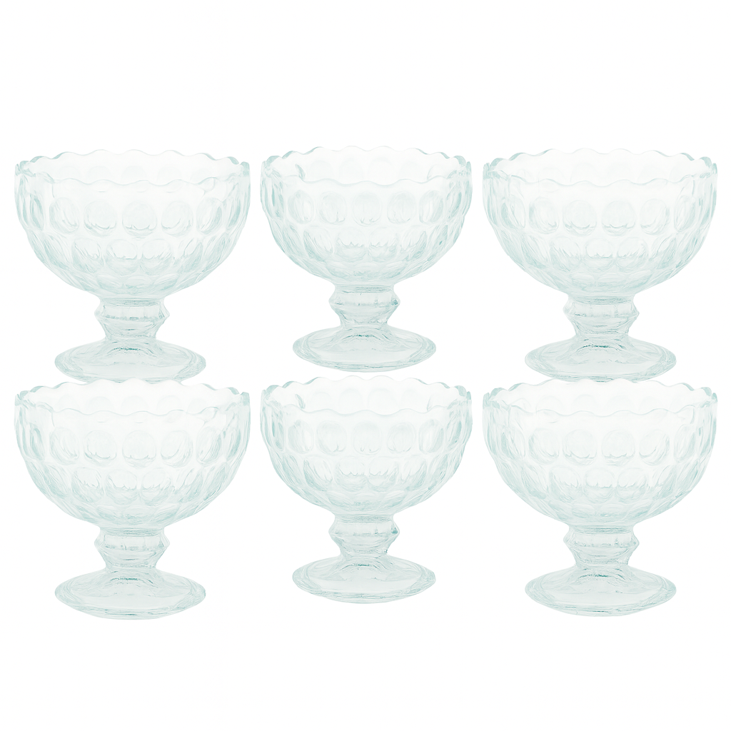Clear Pressed-Glass Ice Cream Cups – 6-Piece Footed Dessert Set, 210 ml Capacity - Habitt