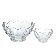 Clear Crystal-Cut Pressed-Glass 7-Piece Fruit Bowl Set – 200/105 mm Small Bowls - Habitt