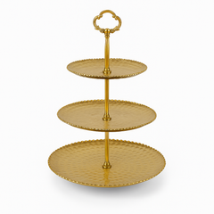 Dotted 3 Tier Stand – Gold Metal Dessert & Snack Server - Habitt