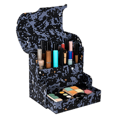 Black Camo Beauty Organizer – Multi-Slot Makeup Holder with Drawer - Habitt