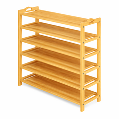 Bamboo Shoe Rack 6 Floor – Natural Wooden Storage Organizer - Habitt