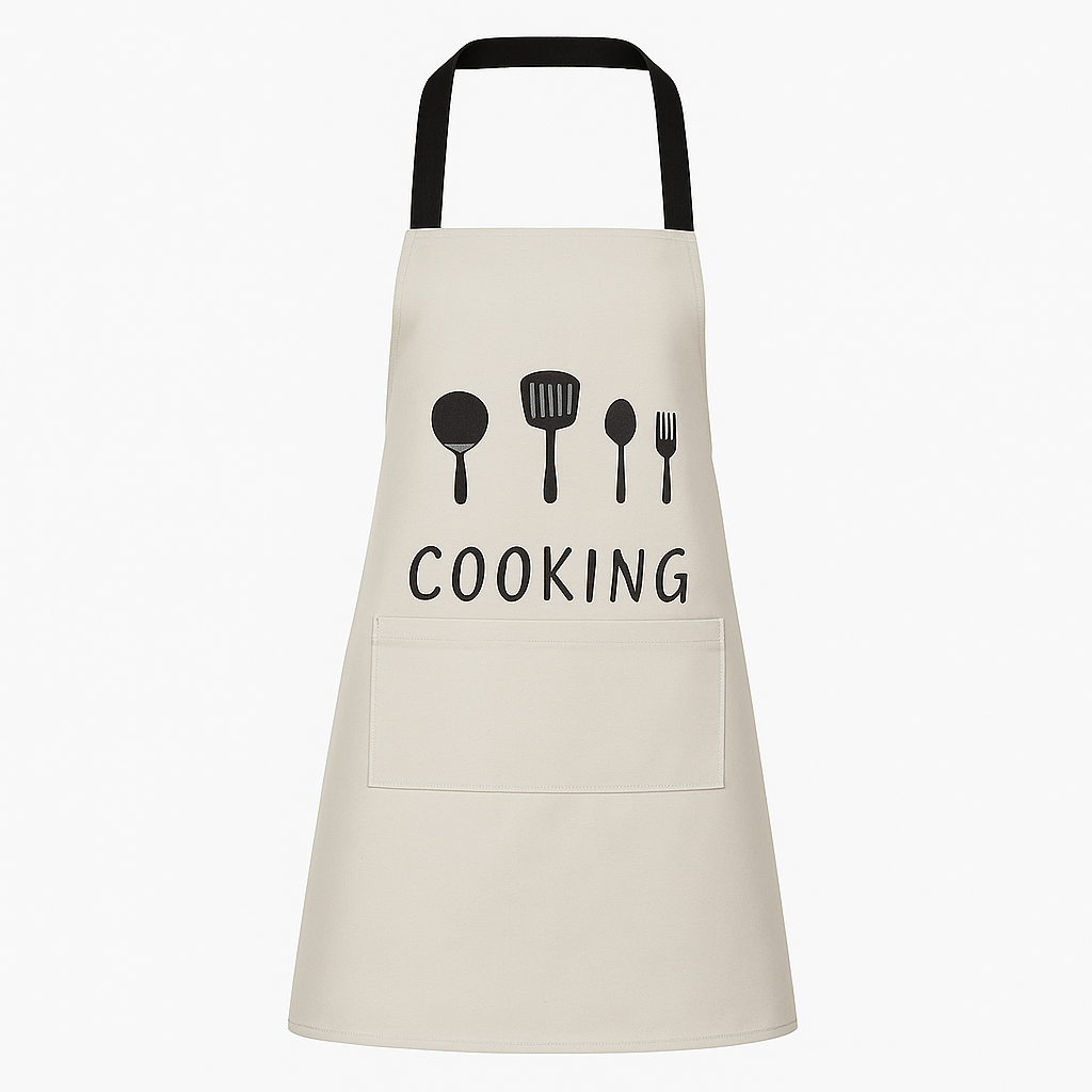 1Pc Cooking Apron with Front Pocket (Assorted) – Waterproof Kitchen Apron for Men & Women | Adjustable Chef Apron for Home Cooking & BBQ - Habitt