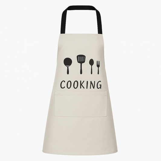 1Pc Cooking Apron with Front Pocket (Assorted) – Waterproof Kitchen Apron for Men & Women | Adjustable Chef Apron for Home Cooking & BBQ - Habitt