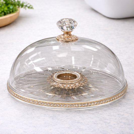 Medium Cake Dish with Copper Stand – Elegant Cake Display Dome - Habitt