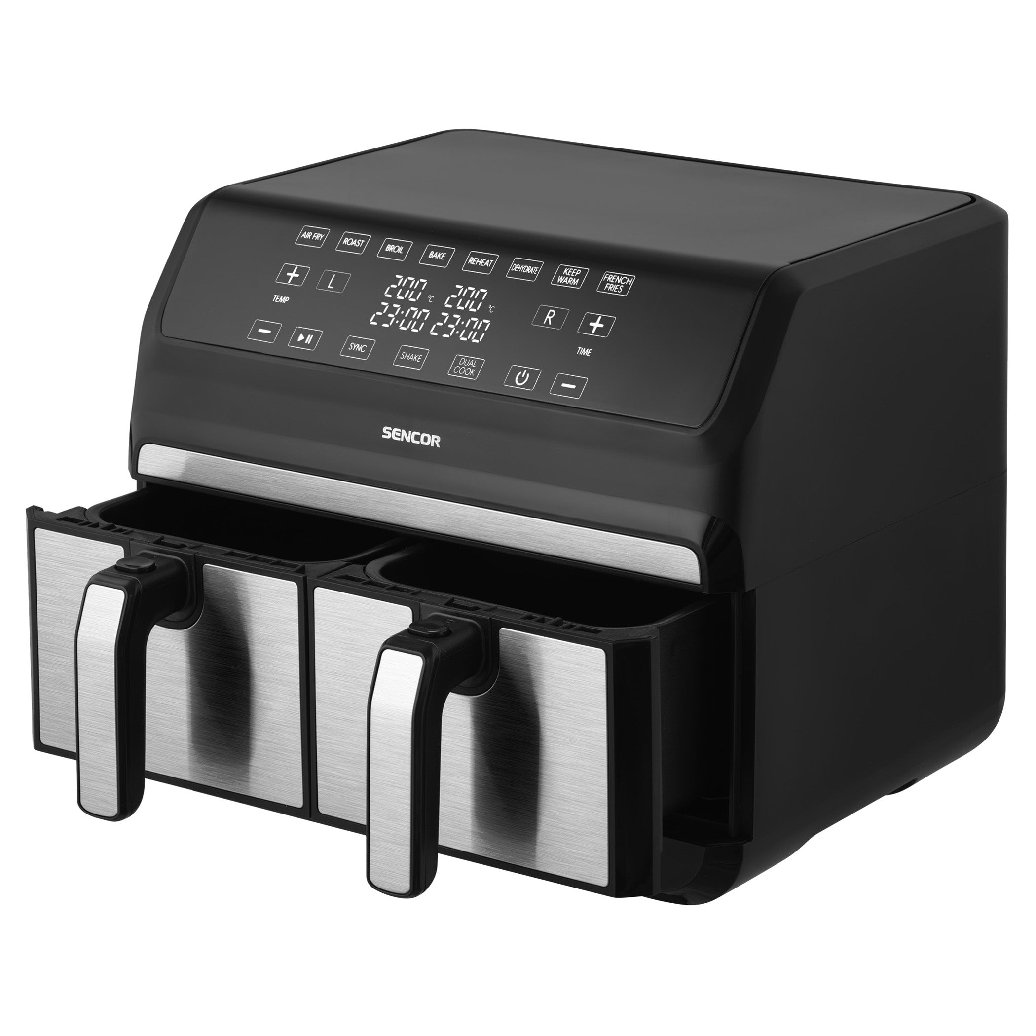 Sencor SFR9500SS Vita Fryer – Dual 2×4 L Baskets (8 L Total), Stainless Steel, 1700 W, LED Digital Air Fryer with Touch Controls - Habitt