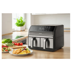 Sencor SFR9500SS Vita Fryer – Dual 2×4 L Baskets (8 L Total), Stainless Steel, 1700 W, LED Digital Air Fryer with Touch Controls - Habitt