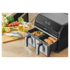 Sencor SFR9500SS Vita Fryer – Dual 2×4 L Baskets (8 L Total), Stainless Steel, 1700 W, LED Digital Air Fryer with Touch Controls - Habitt