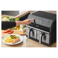 Sencor SFR9500SS Vita Fryer – Dual 2×4 L Baskets (8 L Total), Stainless Steel, 1700 W, LED Digital Air Fryer with Touch Controls - Habitt