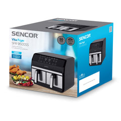 Sencor SFR9500SS Vita Fryer – Dual 2×4 L Baskets (8 L Total), Stainless Steel, 1700 W, LED Digital Air Fryer with Touch Controls - Habitt