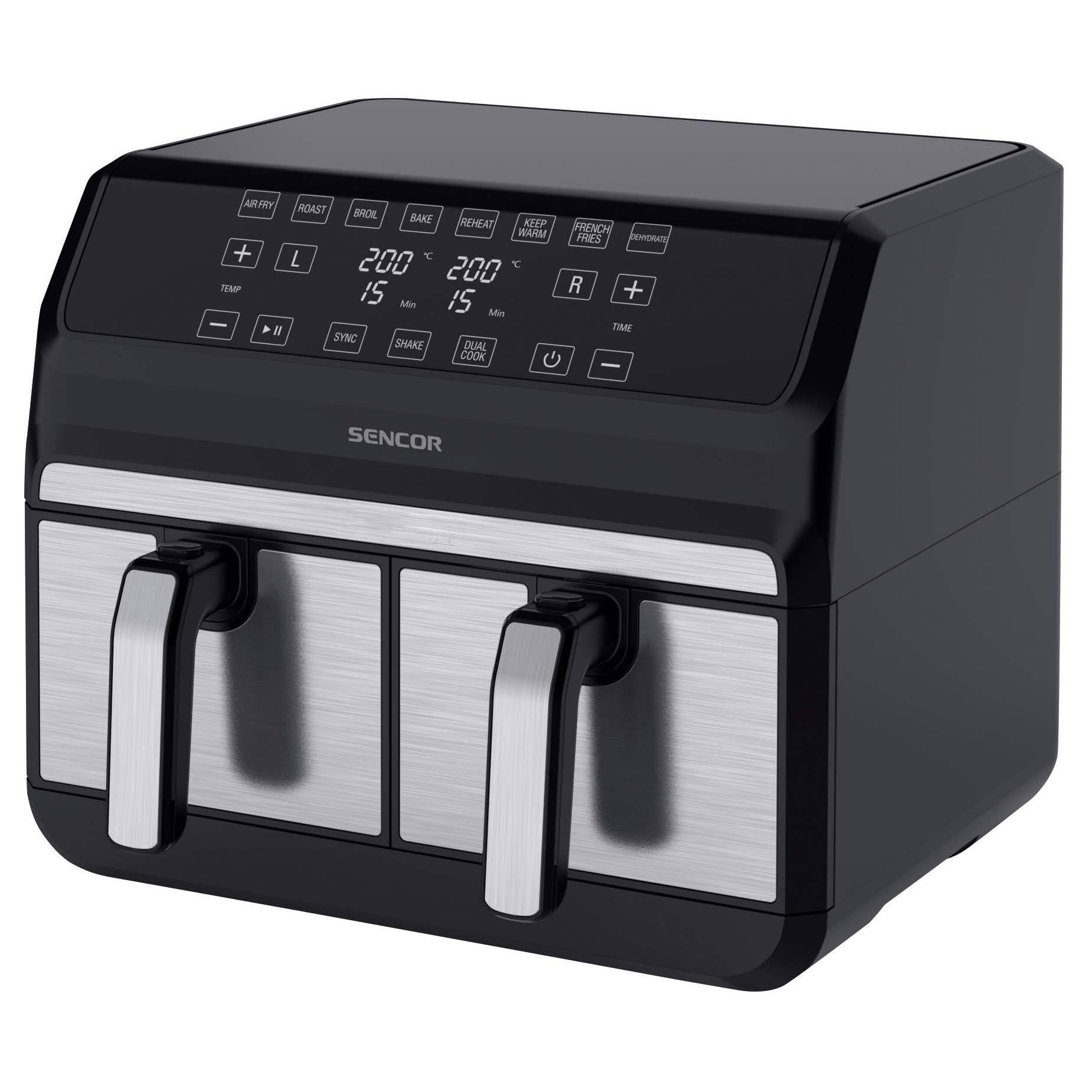 Sencor SFR9500SS Vita Fryer – Dual 2×4 L Baskets (8 L Total), Stainless Steel, 1700 W, LED Digital Air Fryer with Touch Controls - Habitt