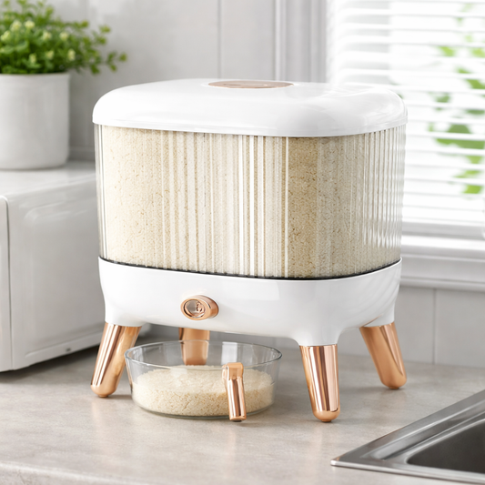 Rice Barrel – Airtight Rice Storage Dispenser with Measuring Drawer - Habitt