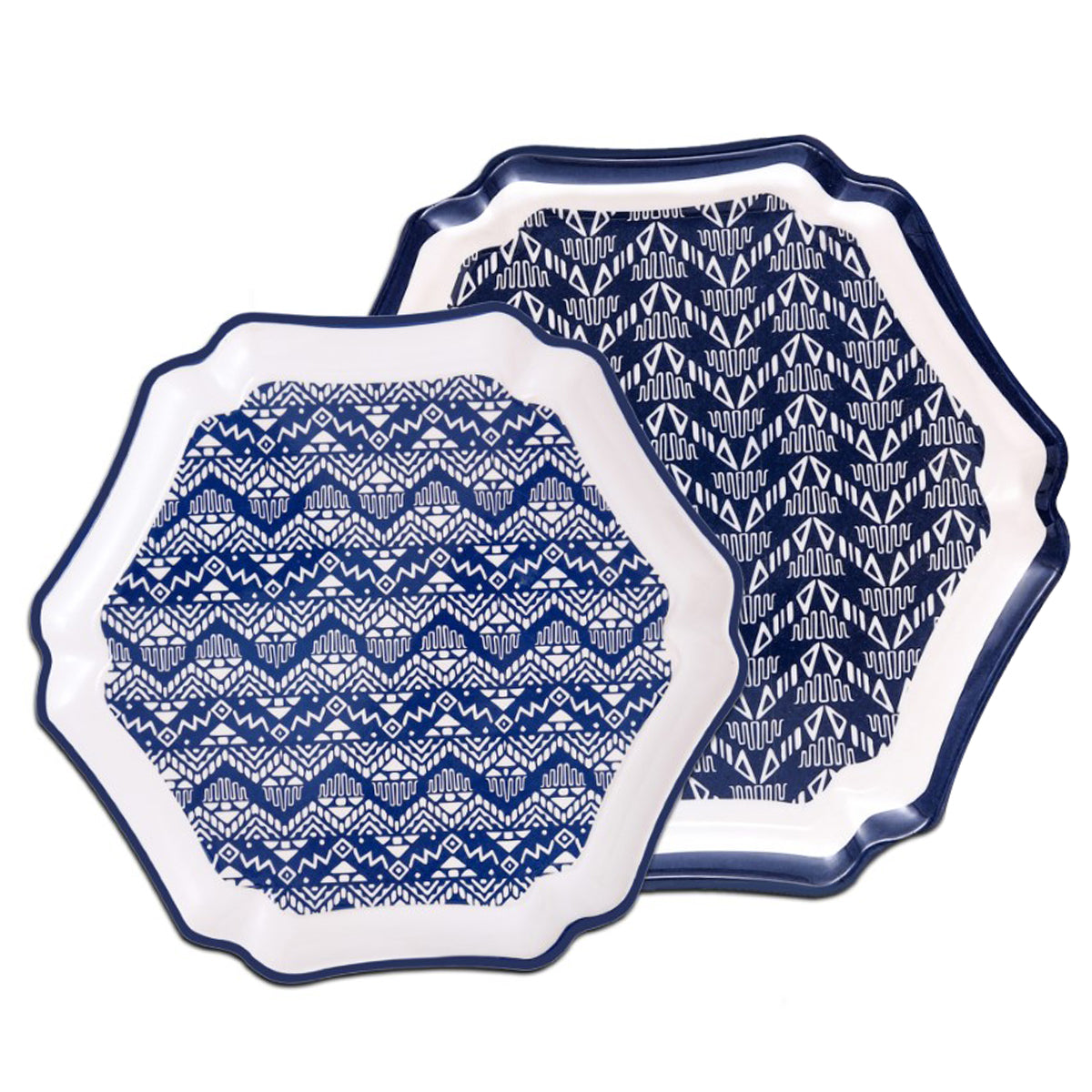 Hexagonal Tray (Blue Aztec) - 2pcs - Habitt
