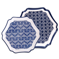 Hexagonal Tray (Blue Aztec) - 2pcs - Habitt