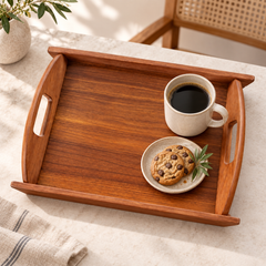 Wooden Serving Tray with Handles – 13 Inch & 16 Inch | Classic Wooden Tray