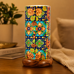 Printed Acrylic Lamp T Art – Colorful Traditional Pakistani Art Decorative Table Lamp