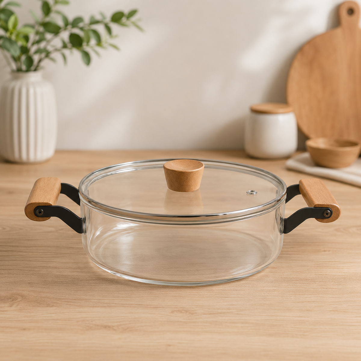2500ML Glass Cooking Pot with Lid | Glass Casserole Pot