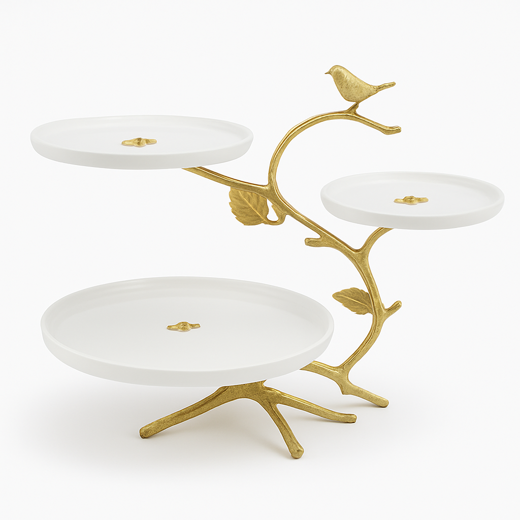 Elegant Gold 3-Tier Platter Stand - Habitt