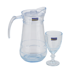 Premium Clear Pitcher Water Set – 7-Piece Set (1.2 L Jug + 340 mL Stemmed Glasses) - Habitt