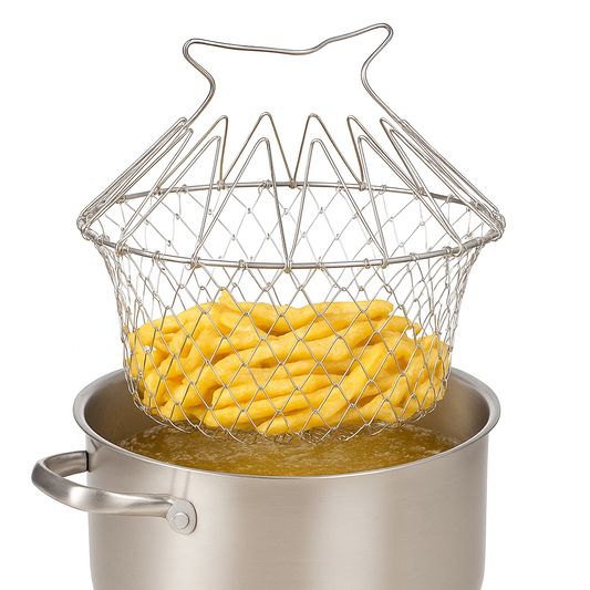 Chef Basket – Foldable Stainless Steel Frying & Steaming Strainer - Habitt