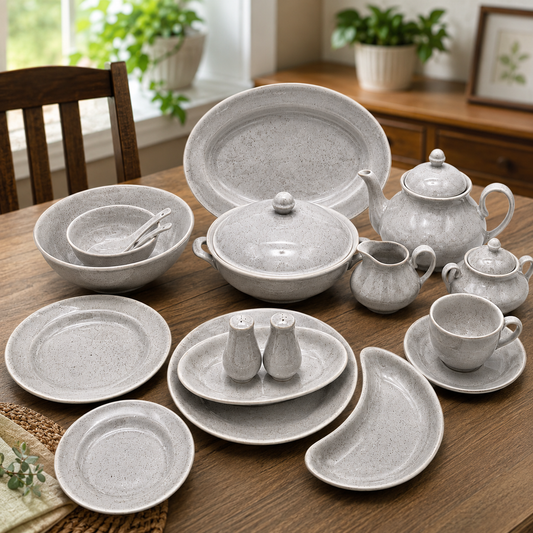 Luxury 72-Piece Granite Glow Speckled Dinnerware Set